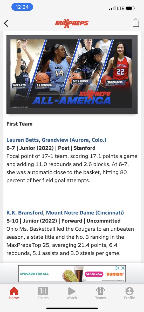 Congrats <a href="/laurenbetts12/">lauren betts</a> 
First team All American Max Preps. 
Proud of you .