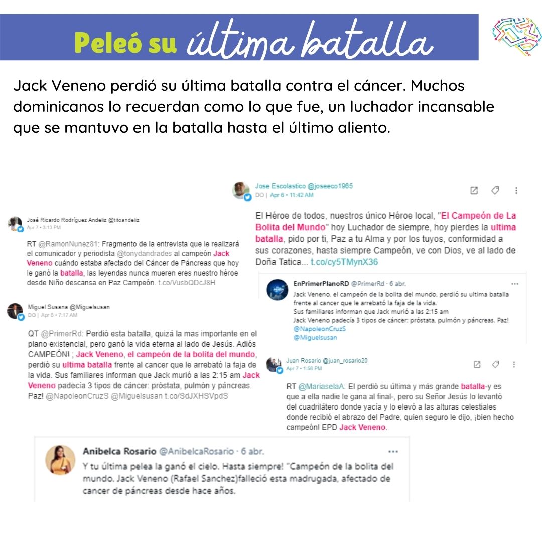 Pamelys's tweet photo. Análisis de la conversación en RRSS donde los dominicanos dieron un último adios al #CampeónDelaBolitaDelMundo nuestro querido #JackVeneno #SmartListeningRD 1/2 https://t.co/nKpXoJfj7d