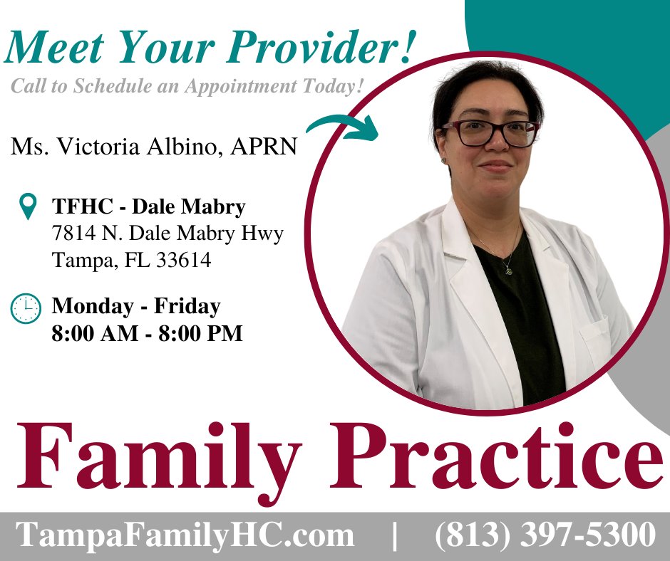 tampafamhealth's tweet photo. Join us in welcoming our newest Providers! We are always excited to grow our #TampaFamily. Schedule your next TFHC appointment by calling (813) 397-5300 today! #YourFamilysMedicalHome https://t.co/bk0kwkFOPi