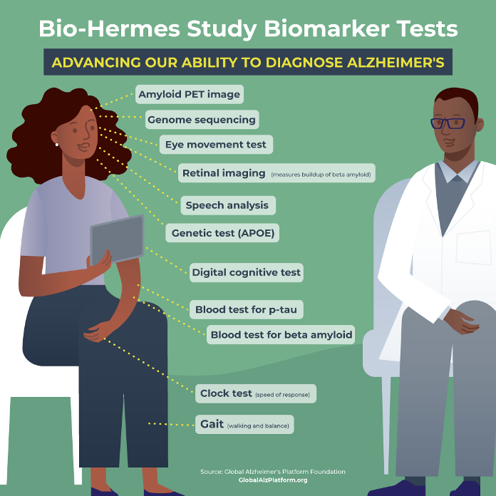 GAP_Foundation's tweet photo. Today, we are proud to announce the start of GAP’s Bio-Hermes Study, the first-ever platform clinical trial to compare results of blood and digital #biomarker tests for predicting the hallmark of #Alzheimers disease. https://t.co/8fTbWfQI0j