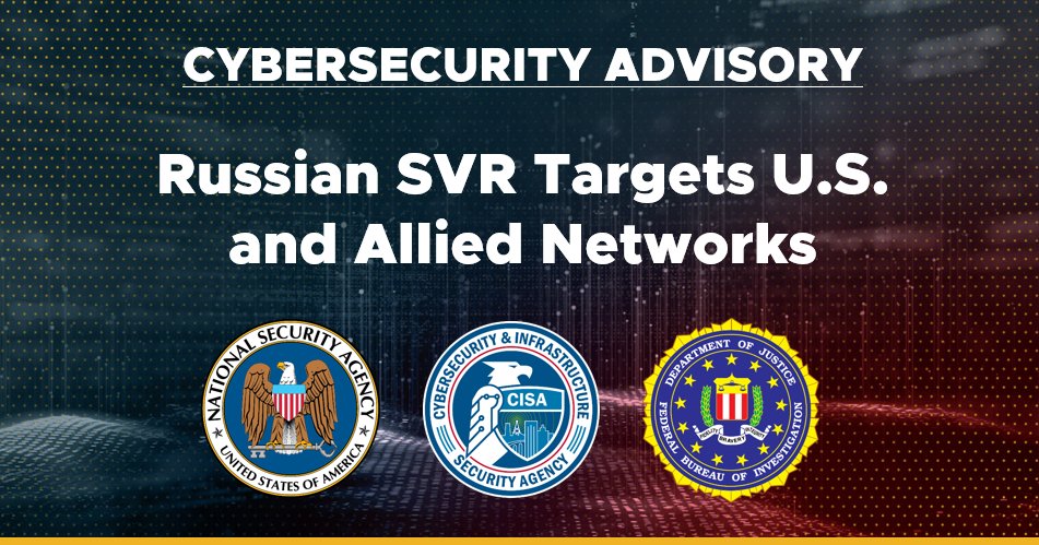 FBI's tweet photo. #ICYMI: Russian Foreign Intelligence Service cyber actors are exploiting five publicly known vulnerabilities to target U.S. and allied networks. Network defenders should visit https://t.co/saKP0iTnuF to learn how to mitigate against the vulnerabilities. @CISAgov @NSACyber https://t.co/hzBcLE3HUA