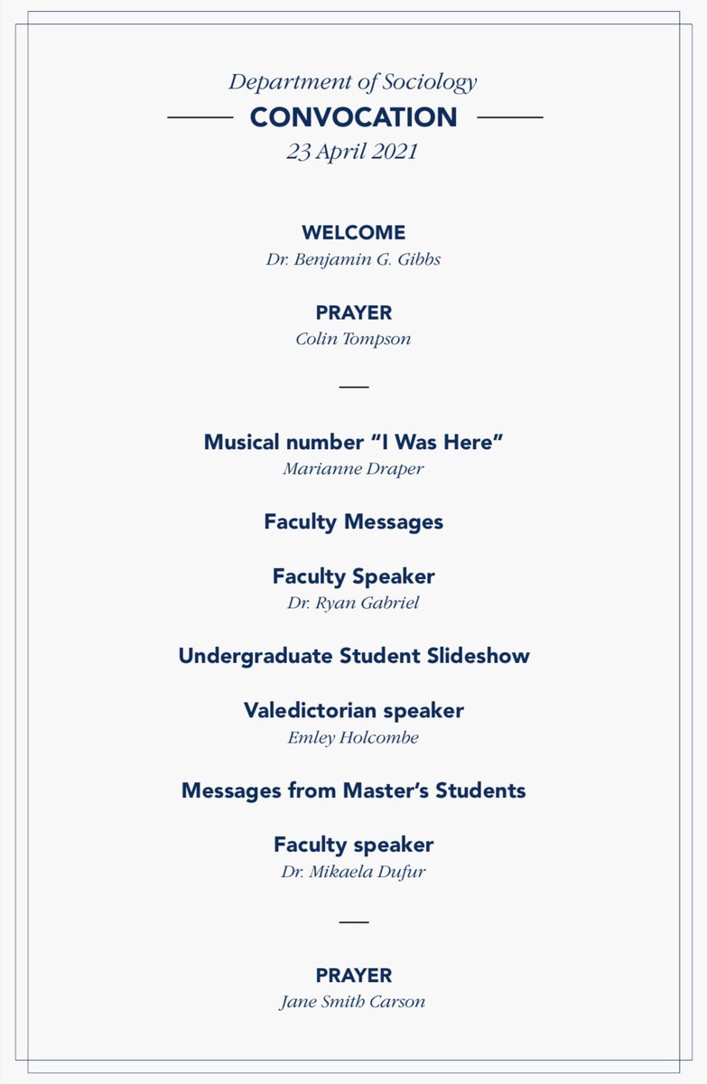 Join us Friday morning for our Department of Sociology Convocation!