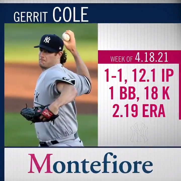 RT @YESNetwork: Congratulations to Gerrit Cole for being voted the @MontefioreNYC Doing More Player of the Week. https://t.co/WBAByzQDnD