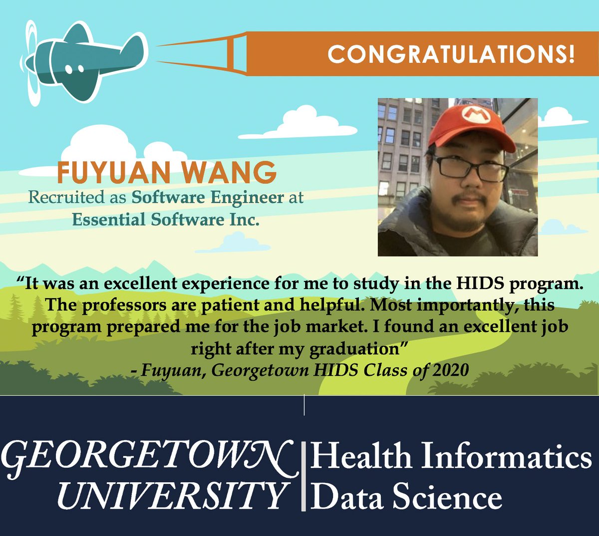 Georgetown Health Informatics & Data Science (@georgetown_hids) on Twitter photo Congratulations to <a href="/Georgetown_HIDS/">Georgetown Health Informatics & Data Science</a> alumni Fuyuan Wang! He recently joined @FredNatLab subcontractor Essential Software as Software Engineer.
Apply to our one year industry driven #HealthInformatics & #DataScience Masters Program. Deadline July 1st: lnkd.in/ejrdtg6 Congratulations to <a href="/Georgetown_HIDS/">Georgetown Health Informatics & Data Science</a> alumni Fuyuan Wang! He recently joined @FredNatLab subcontractor Essential Software as Software Engineer.
Apply to our one year industry driven #HealthInformatics & #DataScience Masters Program. Deadline July 1st: lnkd.in/ejrdtg6