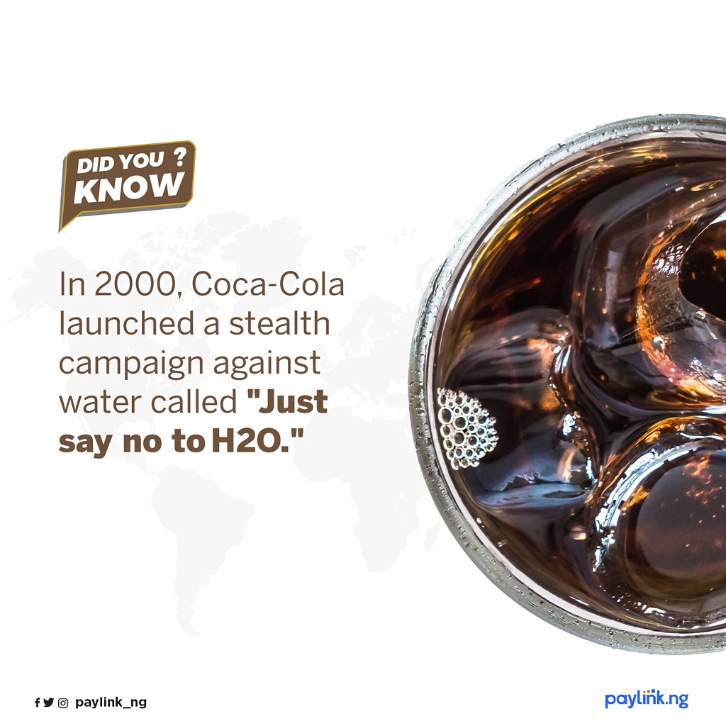 Paylink_Ng's tweet image. Interesting business fact🤔 

What do you use water for that you could replace with coca-cola? 

Drop your answers😁👇 

#Tuesdayfact #PaylinkNg
