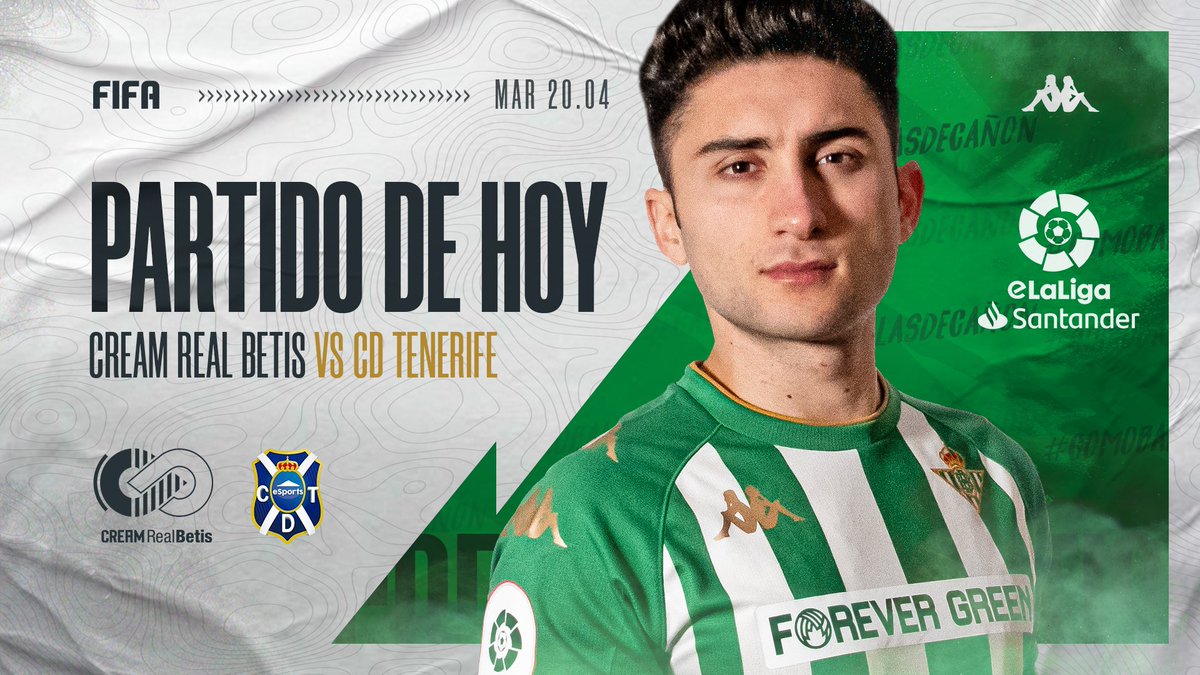#BTSFIFA | Última jornada de @esportslaliga. Hoy toca cerrar esto por todo lo alto con un partidazo contra <a href="/CDT_Esports/">CD Tenerife Esports</a>.

A las 19:00 os esperamos en Twitch.tv/eLaLiga

#UnaPasiónLlamadaBetis • #FIFA21