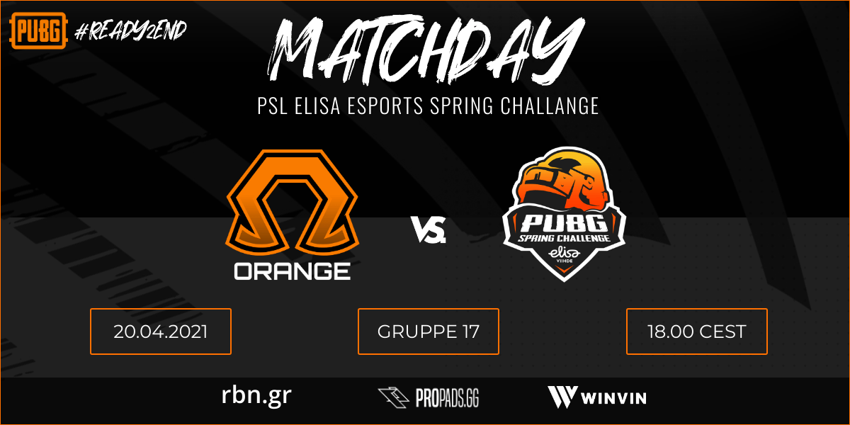 frafraggers's tweet photo. #Matchday 

Elisa Esports PUBG Spring Challenge

🗓19.4.2021
🕕 18.00 CEST 
➡️Group 17
🕹BO6

Top-7 teams from each group + two best 8. place team overall advance to next round.

#OMEGAORANGEPUBG 

@OmG_KathyRose 
@Brady_OMG
@OmG_chrispyro
#Wittner https://t.co/qPyhiUk0vV