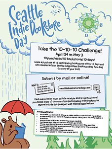 Yes y'all, Seattle Independent Bookstore Day is right around the corner, arriving this Saturday April 24. We'll be open our usual hours, 10AM - 5PM. Check the link for info on this year's passport challenge, cool swag and great (online) events:
edmondsbookshop.indielite.org/event/independ…
