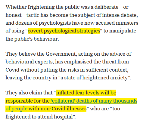 20/: The  @Telegraph, for instance, has reported about the British panic paper. The authors were aware that the fear factor might be responsible for the death of thousands. In a real pandemic, however, one would appeal for reason and calm instead.  https://archive.is/MtGT6 