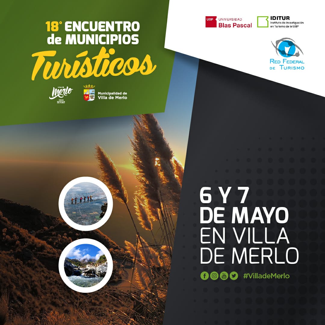 Nos volvemos a encontrar en formato híbrido, presencial con cupos limitados, bajo protocolos vigentes, y virtual a través de la plataforma Microsoft Teams junto a la Universidad Blas Pascal.

<a href="/TurismoMerlo/">TurismoMerlo</a> 
#turismo 
#encuentromunicipios
#18encuentro 
#RedFederaldeTurismo