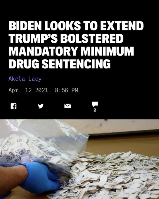 Despite his campaign promise to eliminate the racist mandatory minimum sentences for drug convictions that he once championed, Biden has pushed to extend them instead now that he's in office. 24/