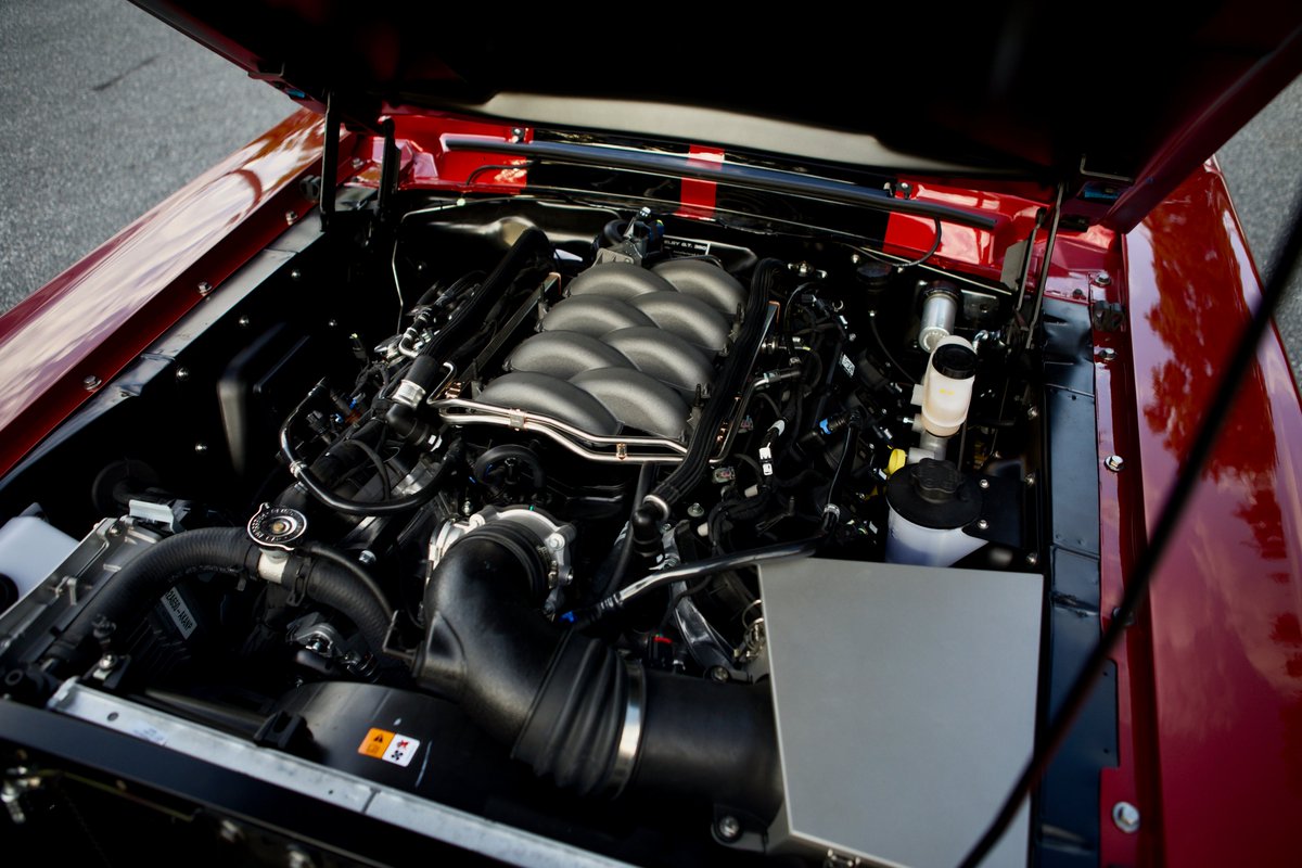 RevologyCars's tweet photo. This is car #80, a #Revology 1967 #ShelbyGT350 in Rapid Red with #RavenBlack LeMans stripes and Porsche Black Nappa leather. #RapidRed, from the 2020 Mustang palette, is such a #dazzling color! https://t.co/yDhTwApa2B