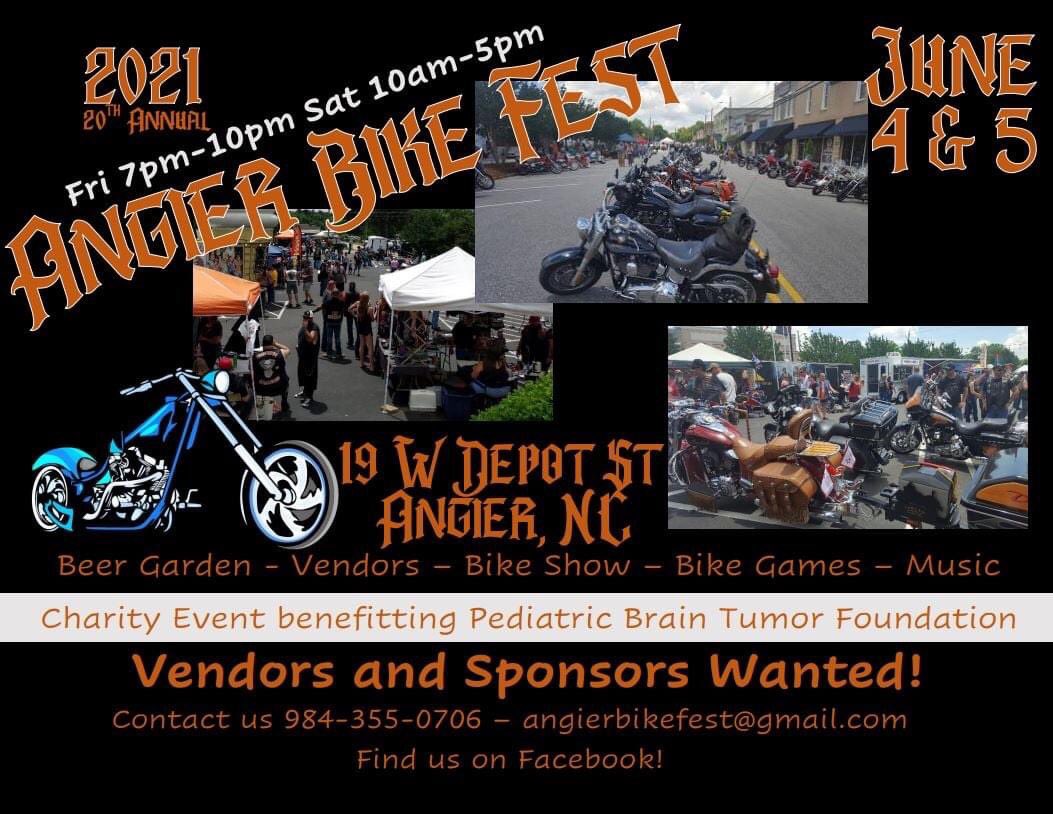 #angier #northcarolina - June 4 & 5

#motorcycles #charityevent #pediatricbraintumorfoundation #kids 
#thebikerbookforcharity