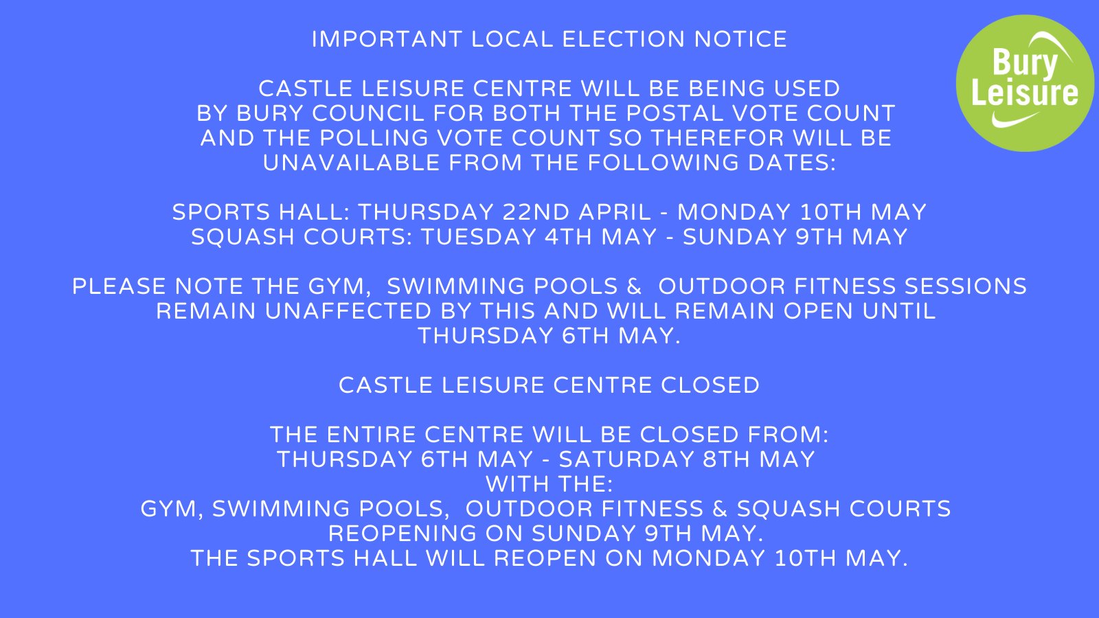 Bury Leisure on Twitter: