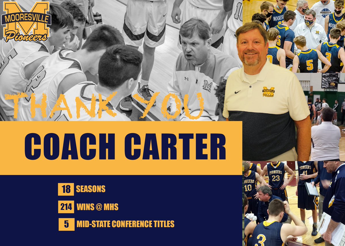 Bobby Carter retiring after 18 seasons as boys basketball coach at Mooresville. Winningest coach in Mooresville history with 214 victories.