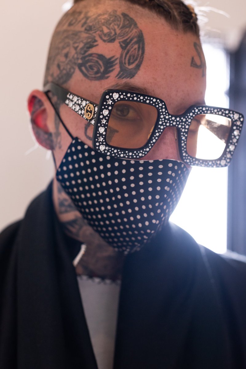 shotatdaylight's tweet photo. Spotted at Influencer Night: 
Chris Lavish giving us nothing but looks in the latest @throw_nyc silk masks 💫 #shotatdaylight https://t.co/QfCe5KZwbs