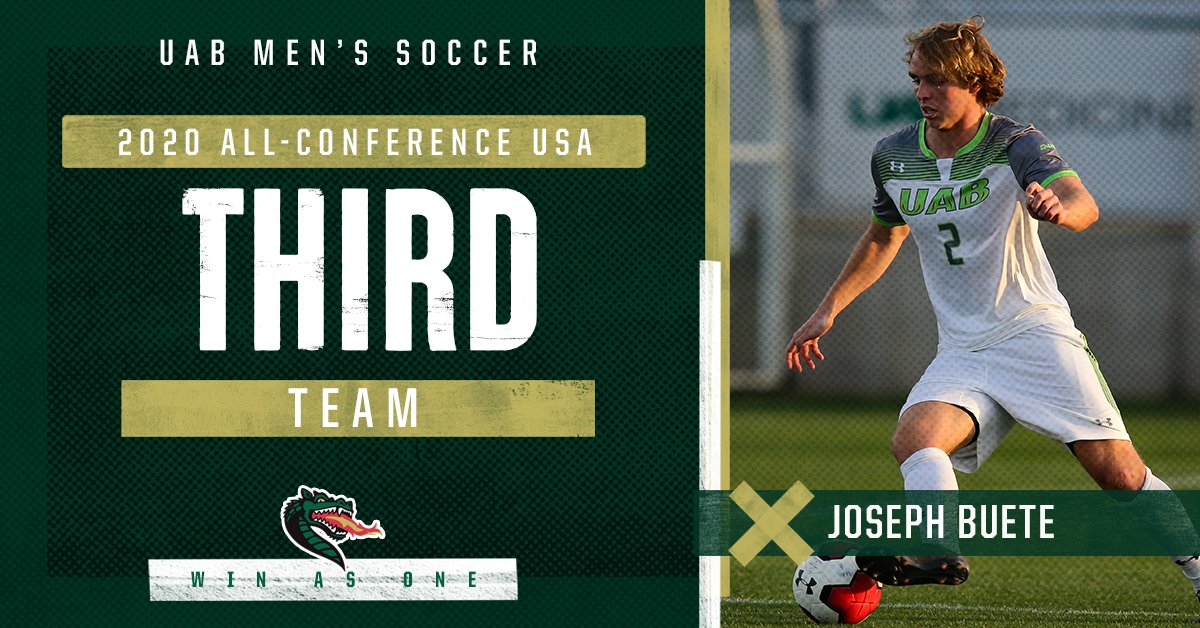 UAB_MSOC's tweet photo. Congratulations to @JosephBuete, @caleloughrey, @graysondupont and @DeLeonShane8  on being named to the @ConferenceUSA 2020 Men’s Soccer All-Conference Teams. #WinAsOne https://t.co/WykwMhLA4H