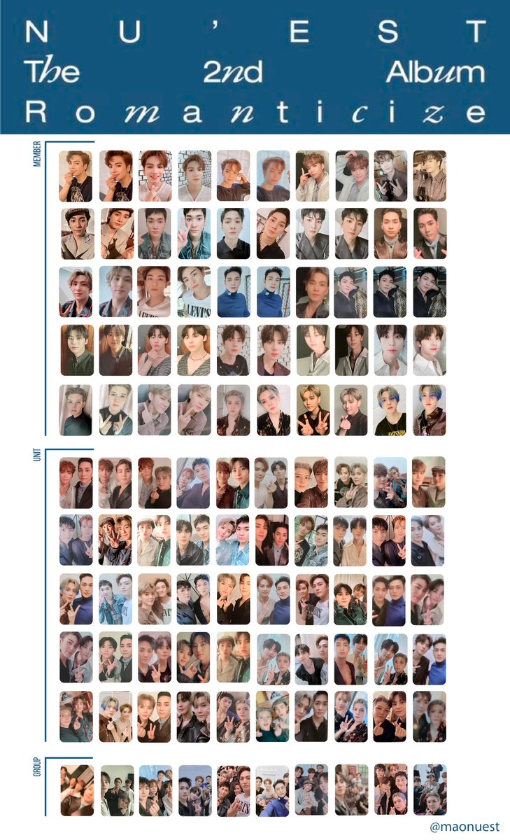 Maonuest's tweet photo. [Template] 
This Is the 2nd Update, If You have a Photocard that is not Here, please kindly dm and I Will add to My template. Thanks. (I'm gonna make other update later)
#뉴이스트 #NUEST #Romanticize #Template #포카 #photocar https://t.co/c78LeO4nE9