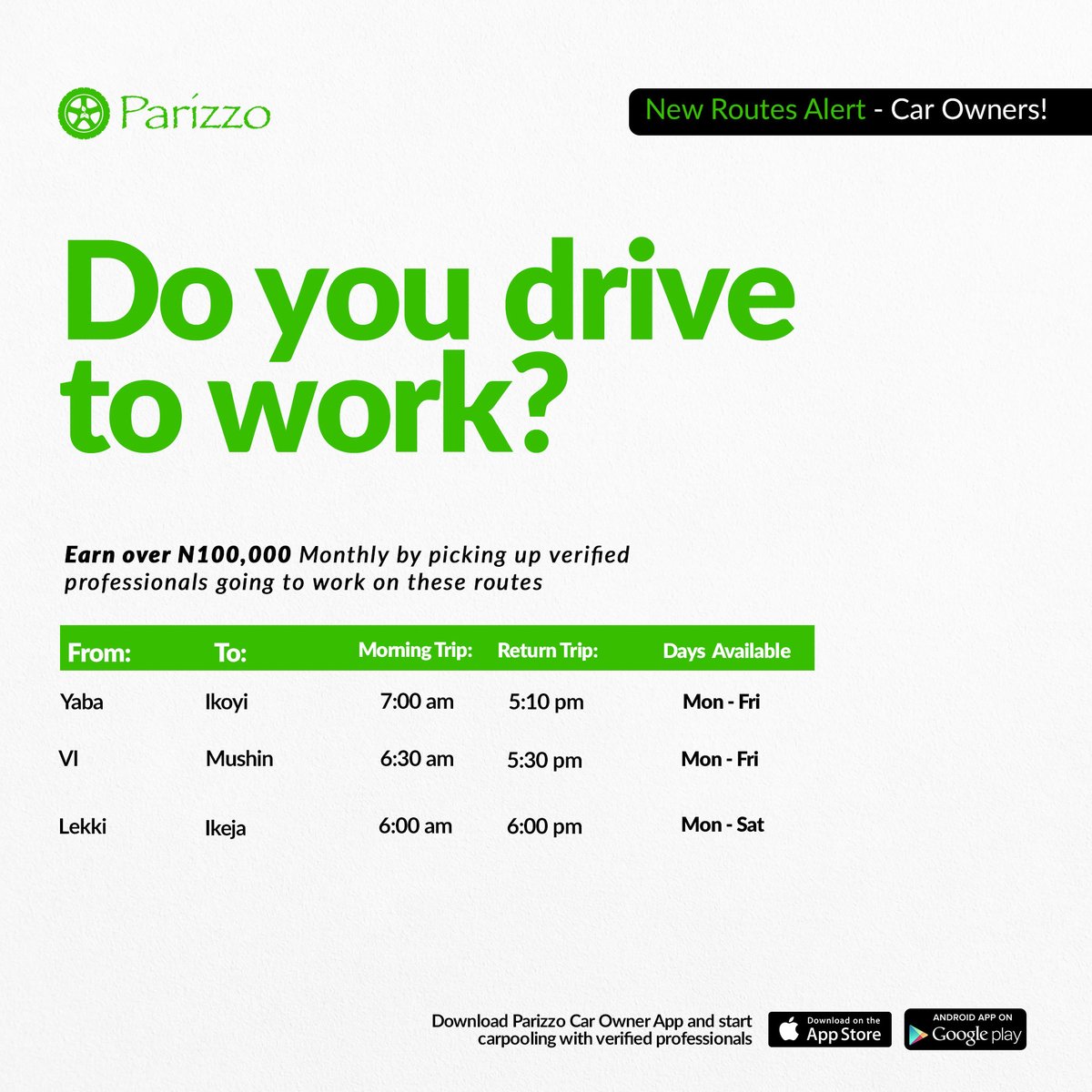 ParizzoCarpool's tweet photo. Here are some new carpooling routes from our verified carpooling community. The community is growing! Come carpool with us.

#carpooling #ridesharing https://t.co/5ztWIOwcfY