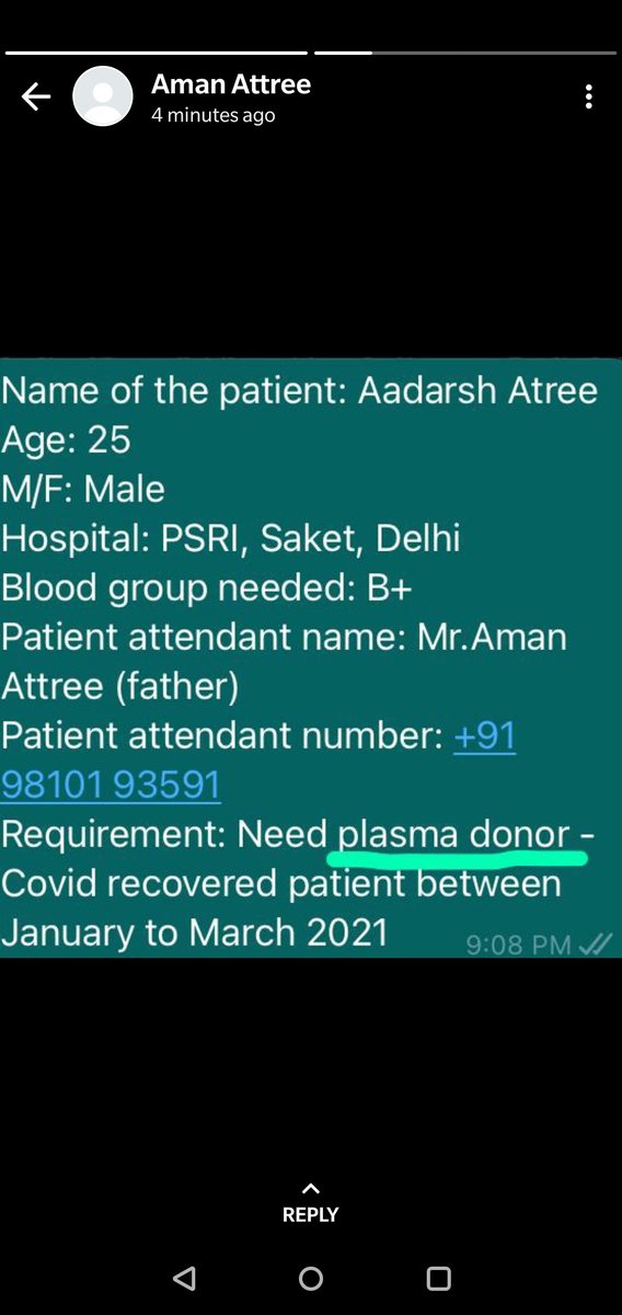 Sehgal_K's tweet photo. Help! Can someone share a lead??
#PlasmaRequirement #plasmadelhi #COVIDEmergency https://t.co/RMgZaoXxwb