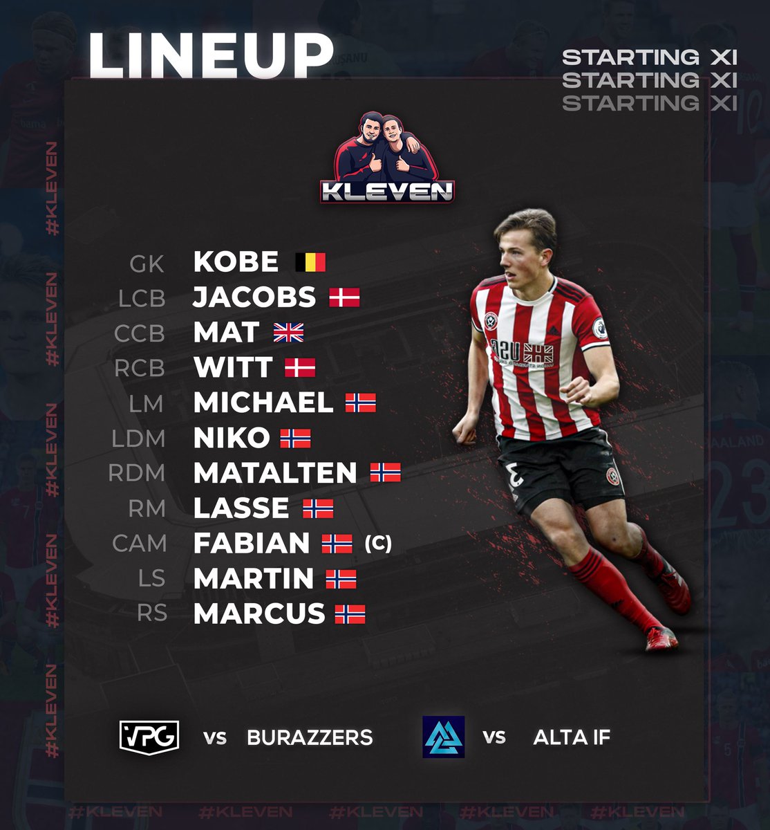 ⚫️🔴 MATCHDAY 🔴⚫️

🇳🇴| <a href="/ARCTICACL/">Arctic League</a> 
🆚| <a href="/AltaIF_Fotball/">Alta IF Fotball</a> - ⏰ 8.00 UK

🇪🇺| <a href="/OfficialVPG/">Virtual Pro Gaming</a> League 1 North
🆚| BuraZZers - ⏰ 9.00 UK

📽| Twitch.tv/faaabbe