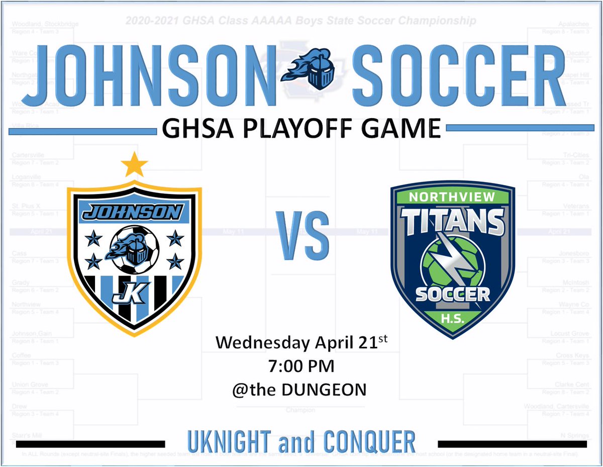 Come out tomorrow to support the Knights in the first round of GHSA Playoffs.