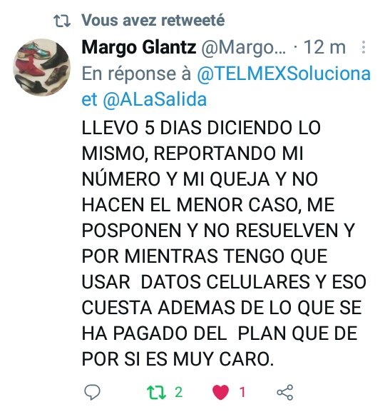 ALaSalida's tweet photo. Amigas y amigos, la entrañable maestra Margo Glantz @Margo_Glantz lleva días sufriendo el pésimo servicio de soporte técnico de @Telcel , aún pagando. ¿Por qué no la apoyamos con un RT y con alguna "motivación" para la empresa que detenta el monopolio de nuestras comunicaciones? https://t.co/3CFqlFNVNo