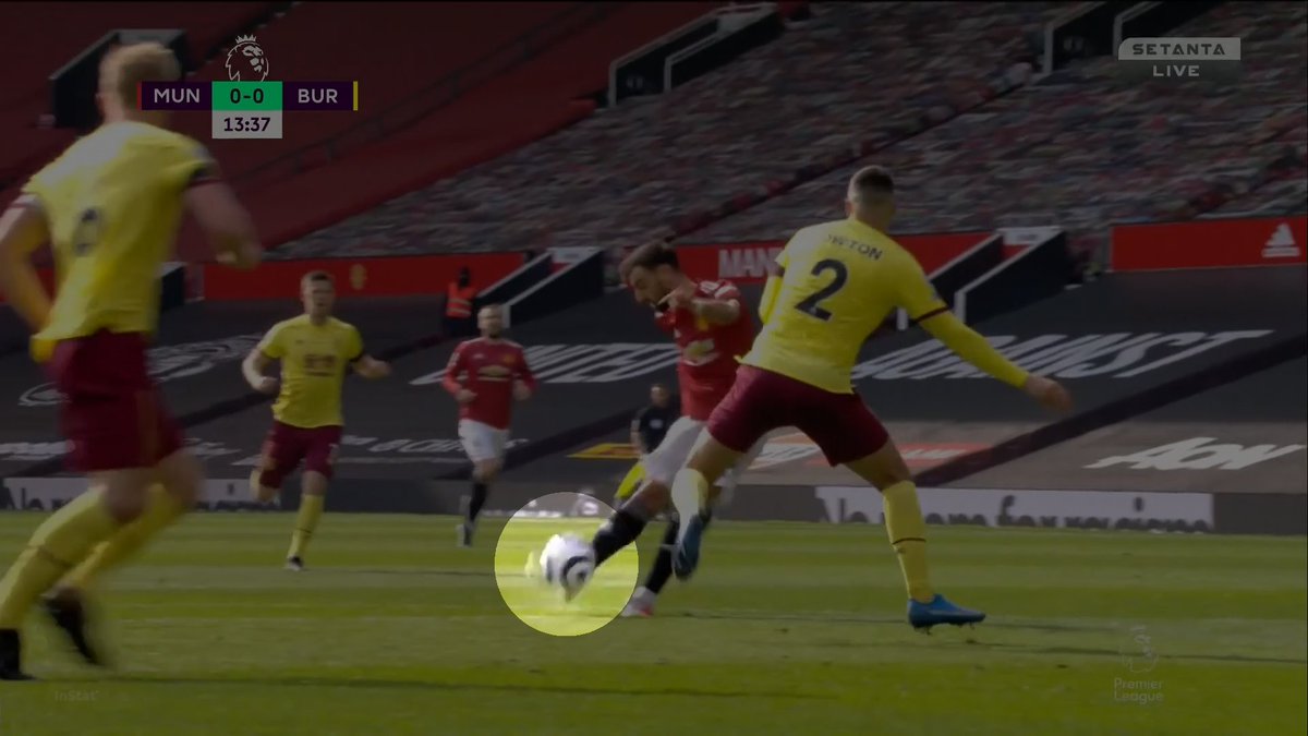 Biomechanics!Bruno was annoyed at his attempt and it's because he hit the ball incorrectly. He caught it with the lower side of his foot and then his hip motion generated top spin instead of side spin.This stuff happens to every goalscorer. It's why scoring is hard.
