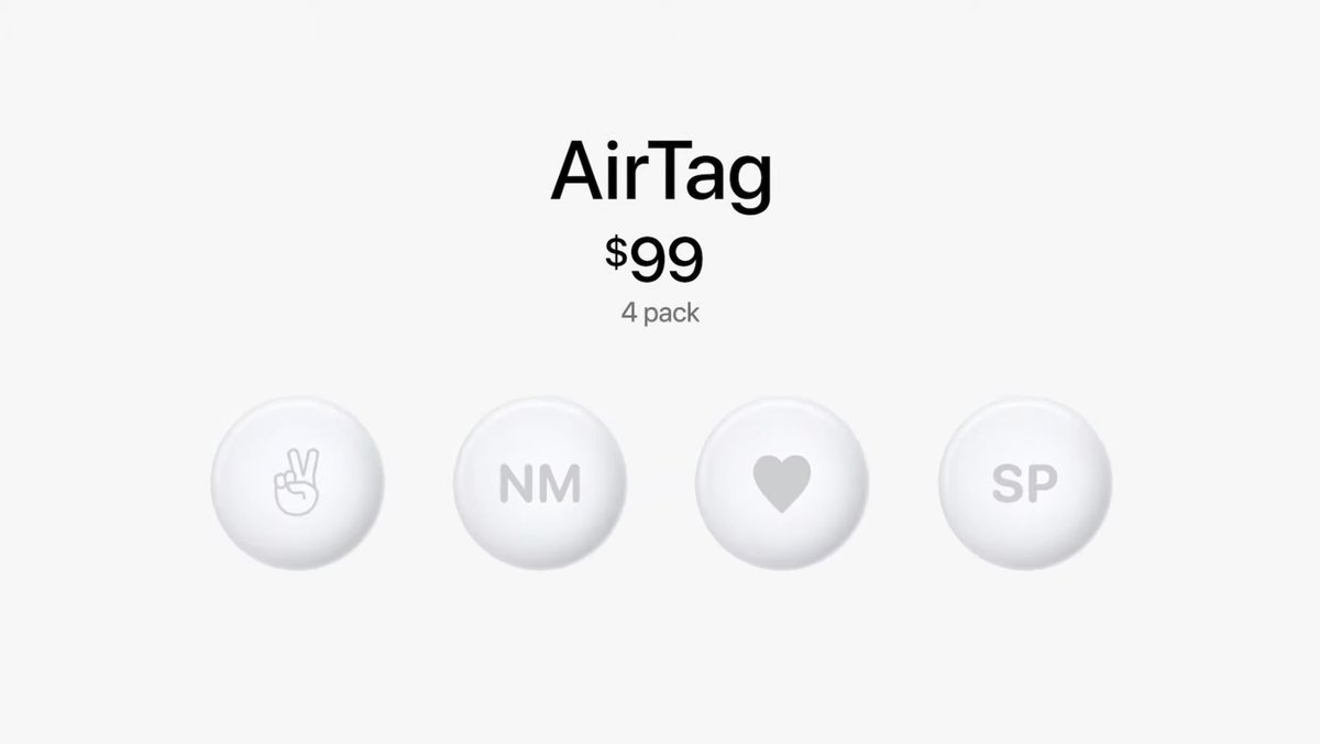 hardwarezone's tweet image. Apple AirTags are US$29 each, and US$99 for a four-pack. Pre-orders start this Friday. #apple #applespring2021 #applespringloaded