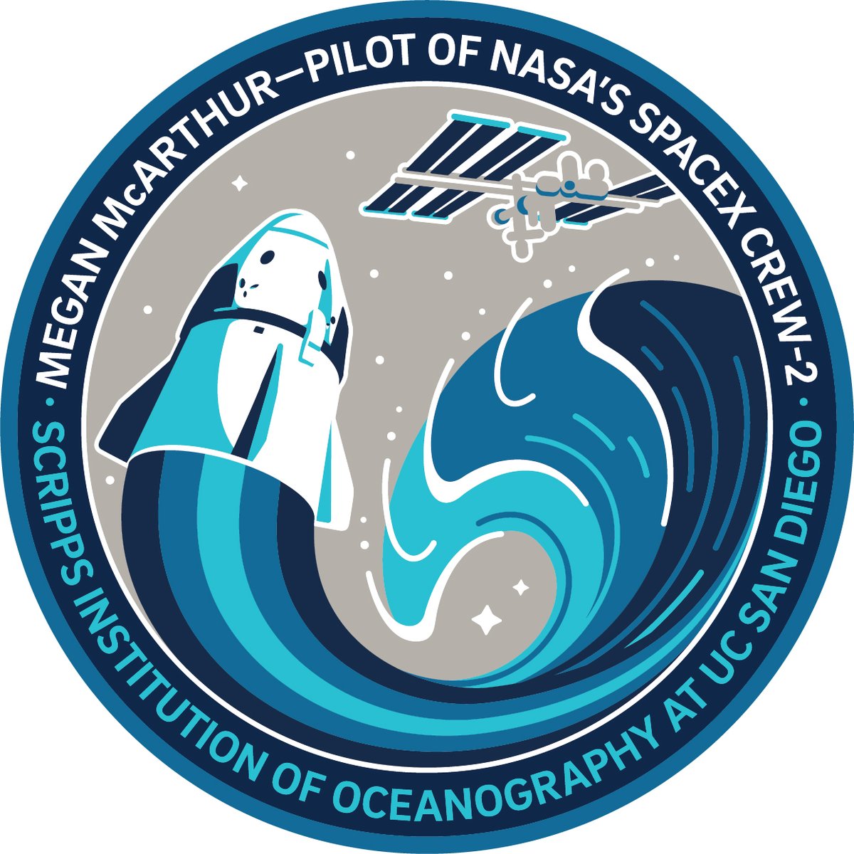 UCSanDiego's tweet image. Did you hear that @Scripps_Ocean alumna @Astro_Megan is headed to space on April 22? Comment below with your well wishes for Megan and be eligible to pick up one of our custom mission stickers at the @ucsdbookstore pick-up window from April 19-23 between 9am-4pm 🚀