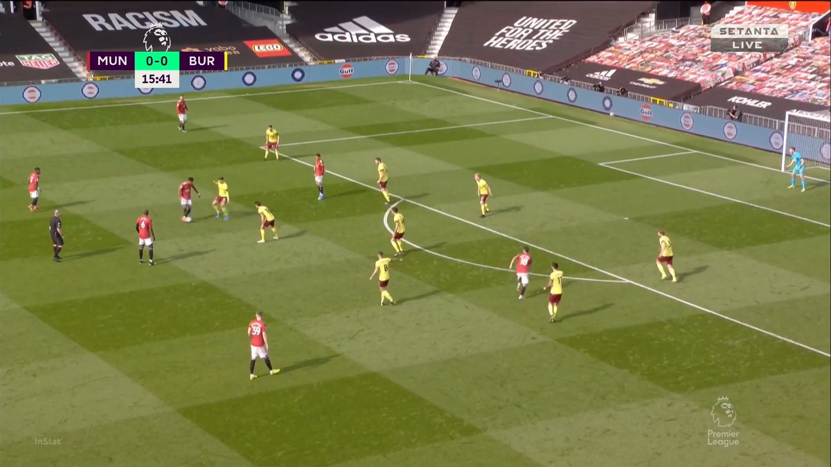 We were unable to break down their block and so we started forcing it. Here, Rashford looks for a very difficult pass to Fernandes but overhits it (due to forcing it). It's an easy recovery for Burnley.Forcing play comes when a team feels their ideas aren't working.