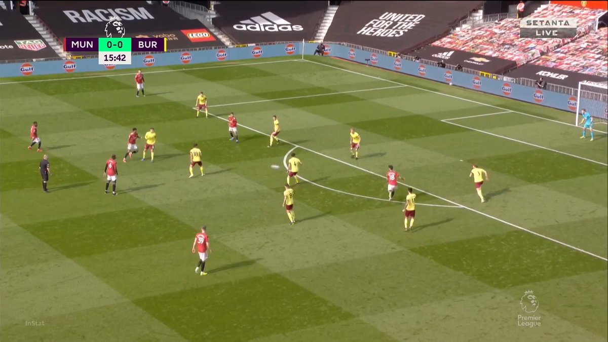 We were unable to break down their block and so we started forcing it. Here, Rashford looks for a very difficult pass to Fernandes but overhits it (due to forcing it). It's an easy recovery for Burnley.Forcing play comes when a team feels their ideas aren't working.