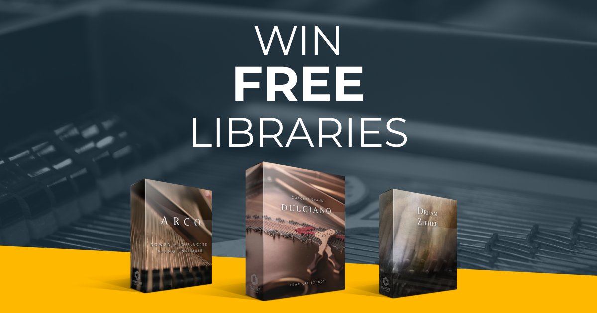 Fracture Sounds (@fracture_sounds) on Twitter photo 🎁 Giveaway Time 🎁
To celebrate our 5th birthday, we are giving away a bundle of inspiring libraries to one lucky winner: Dulciano, Arco and Dream Zither.
To enter, simply follow <a href="/fracture_sounds/">Fracture Sounds</a>, like and retweet this tweet.
Entries close on Friday, April 23rd at 11:59PM BST. 🎁 Giveaway Time 🎁
To celebrate our 5th birthday, we are giving away a bundle of inspiring libraries to one lucky winner: Dulciano, Arco and Dream Zither.
To enter, simply follow <a href="/fracture_sounds/">Fracture Sounds</a>, like and retweet this tweet.
Entries close on Friday, April 23rd at 11:59PM BST.