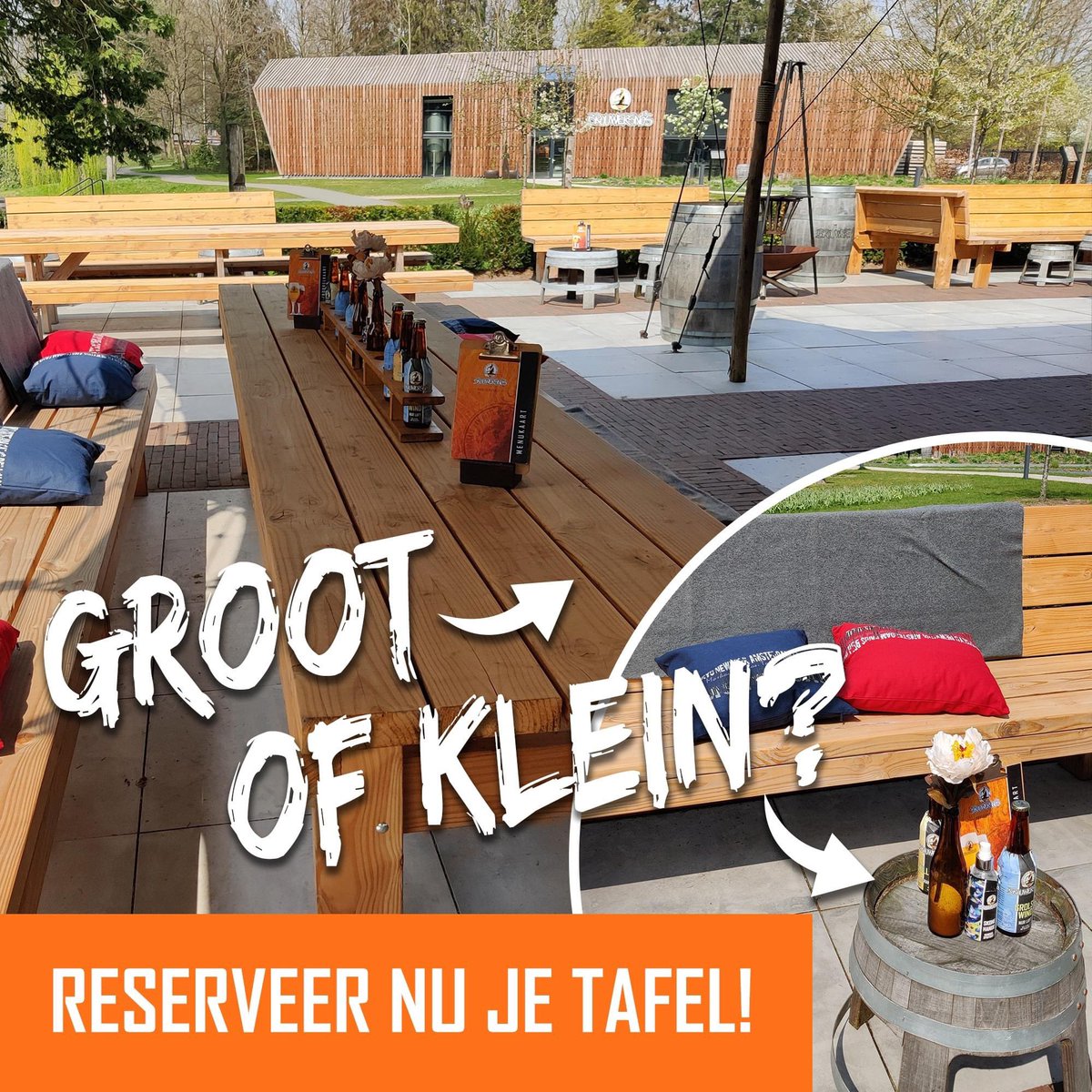 Groot of klein? Dat is aan jou! Wij hebben onze tafels in ieder geval klaarstaan voor de heropening op de 28e!!! Reserveer nu je tafel via brouwersnos.nl Tot volgende week! 🎉🥳🍻

#heropeningterrassen #reserveerjetafel #eindelijkweeropen