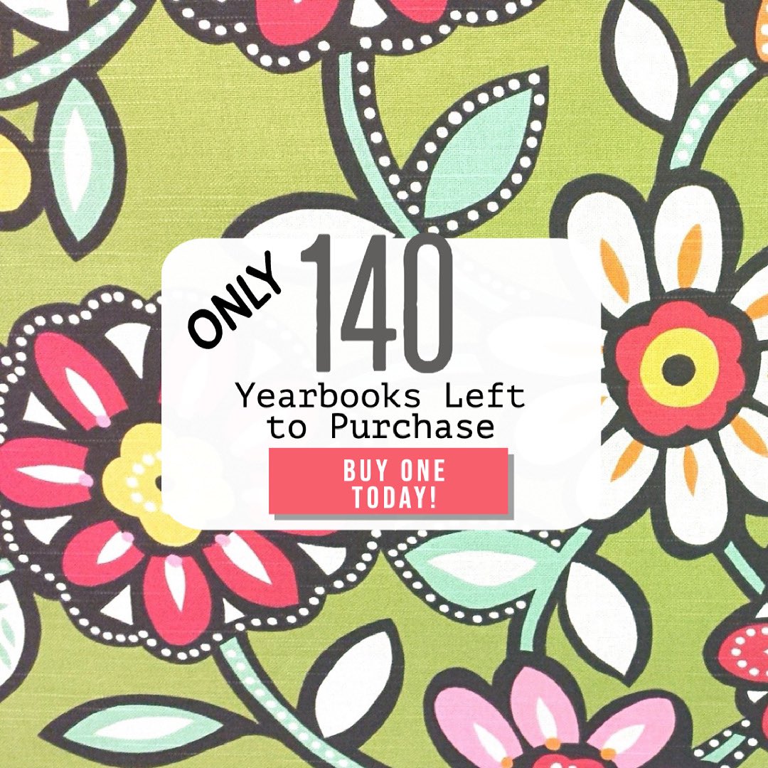 Yearbooks are selling out fast! Buy one today! Go to yearbookforever.com or stop by the Yearbook table during lunch this week.