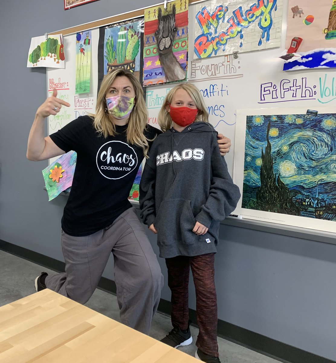 Lots of chaos getting coordinated in the Elementary Art Room!! 🖼