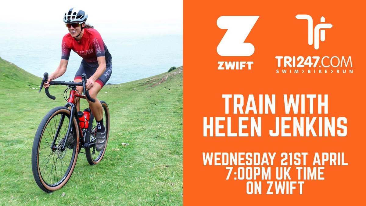 Zwift session with <a href="/tri247/">Tri247</a> Wednesday evening. I love leading the sessions it’s great to get a tough session in and have a chat too. Come join us! zwift.com/events/view/20…
