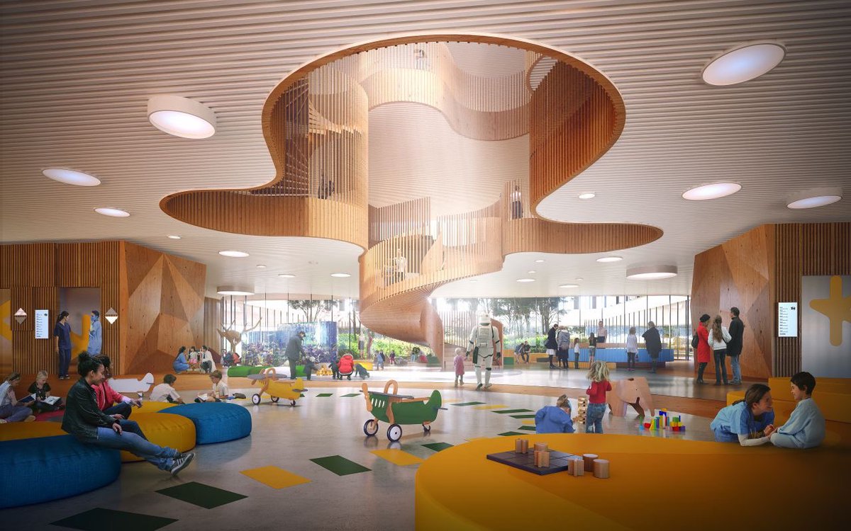 StephJaneFarley's tweet photo. Quite simply - wow! New children’s hospital in Copenhagen, Denmark. I feel a field trip coming on. Very hygge! #healthcaredesign #designvision #playful #delightful #inspirational https://t.co/ZJI2WNNTvO