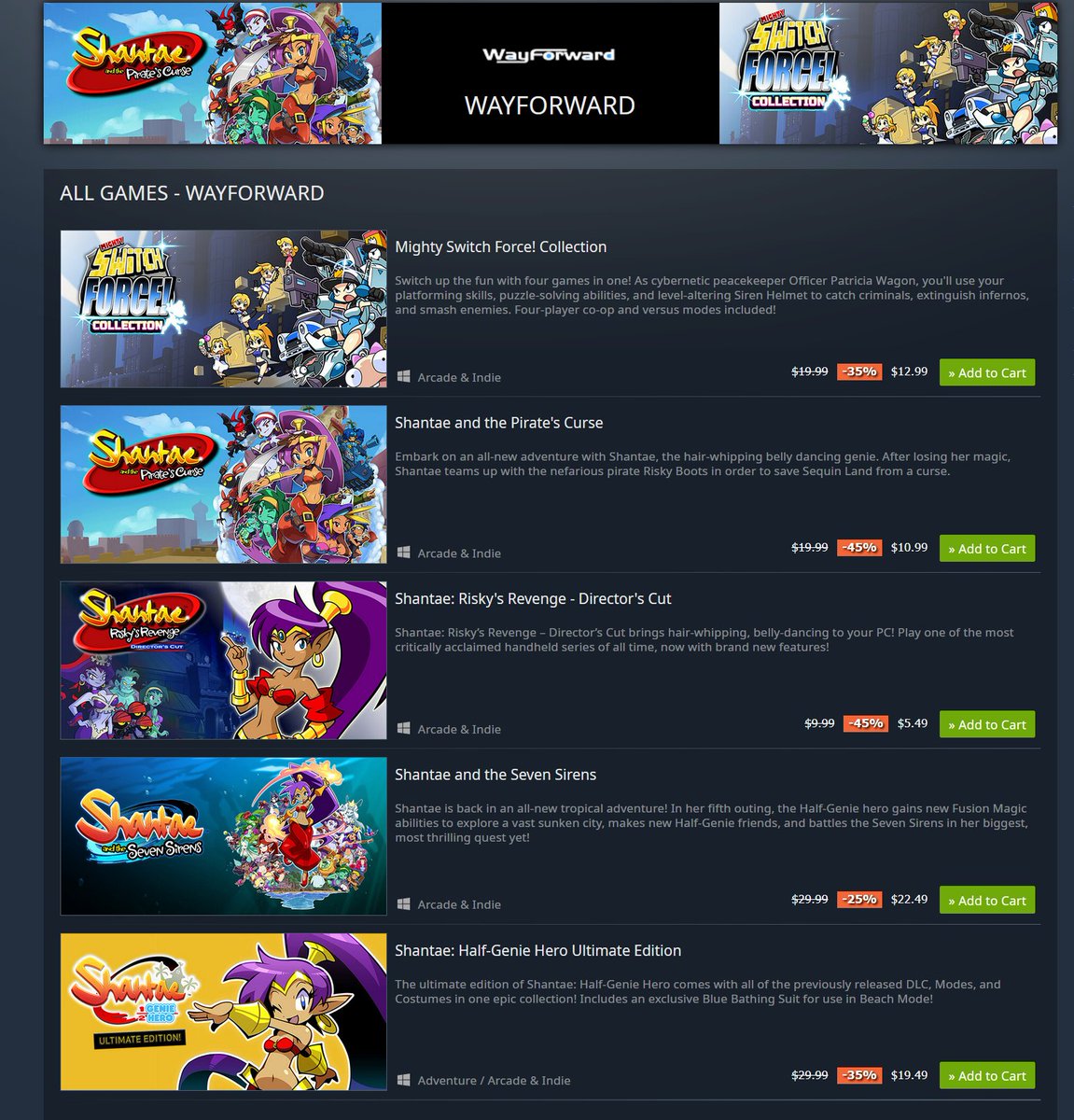 GamesplanetUK's tweet photo. Embark on adventures and solve puzzles as @WayForward games are now available on the store. To celebrate you can save on the #Shantae and #MightyForce franchises! 😉
🔥 https://t.co/fAzO8xehJD
Deals end April 27th at 3pm PDT / 11pm BST https://t.co/jgGD1iWnoK