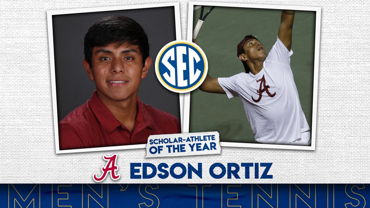 SEC's tweet photo. .@AlabamaMTN's Edson Ortiz has been named 2021 SEC Men's Tennis Scholar-Athlete of the Year.
๐พ ยป https://t.co/Ykh0eKrTTV. https://t.co/UW4Tx1WIqt