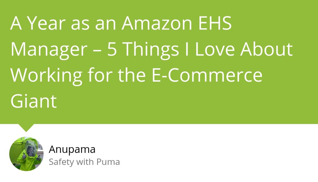 SafetyWithPuma's tweet photo. I'm so thankful to be on this fast-moving train, and I'm excited to lead the industry on data-drive safety initiatives.

Read the full article: A Year as an Amazon EHS Manager – 5 Things I Love About Working for the E-Commerce Giant
▸ https://t.co/5PeXUdoedH

#amazonehs https://t.co/Xos6w2ItuS