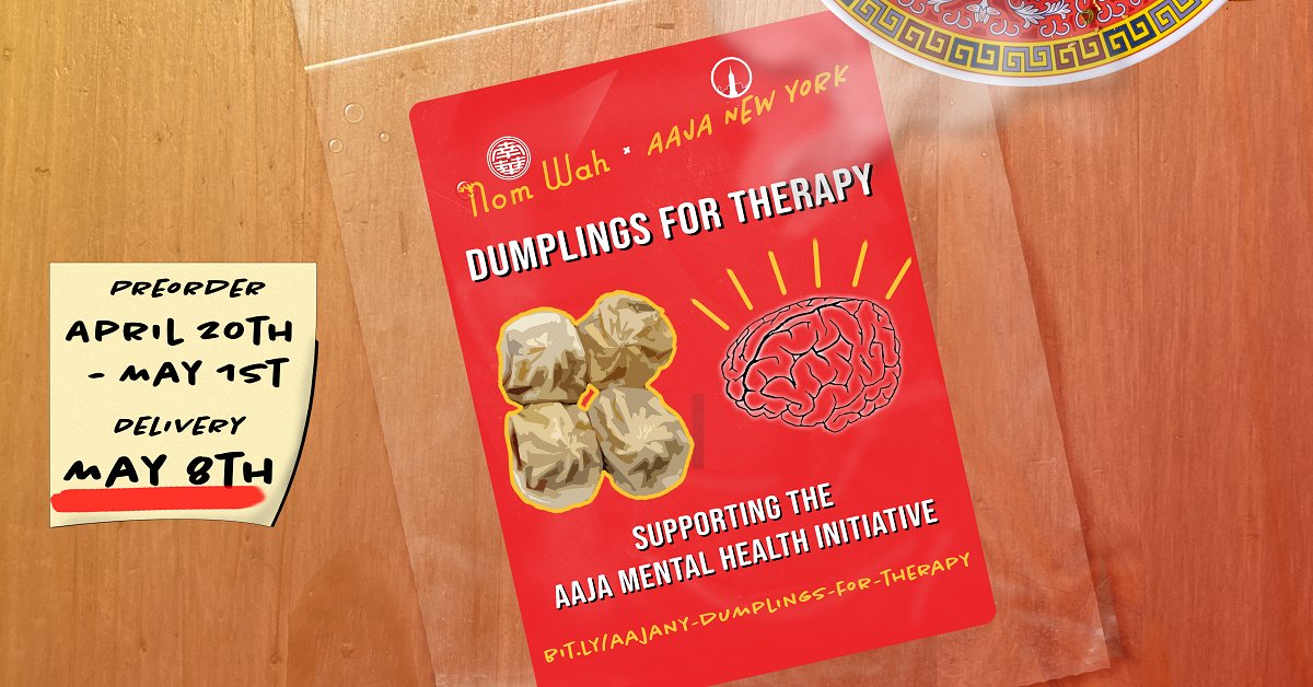 pcheung630's tweet photo. Do you love #dumpings &amp; lives in #NYC? @aajanewyork &amp; @NomWah are raising money for the @aaja #MentalHealth Initiative!

Buy freezer-ready soup dumplings, raise money for #AAPI #journalists to access professional therapy services.
More info: https://t.co/hfW8UBtqR7 https://t.co/Uf2GRm4ag0