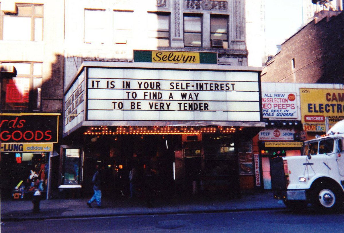 Jenny Holzer’s marquees at 42nd street theaters in New York, 1993. https://t.co/FvZtTSPXaI
