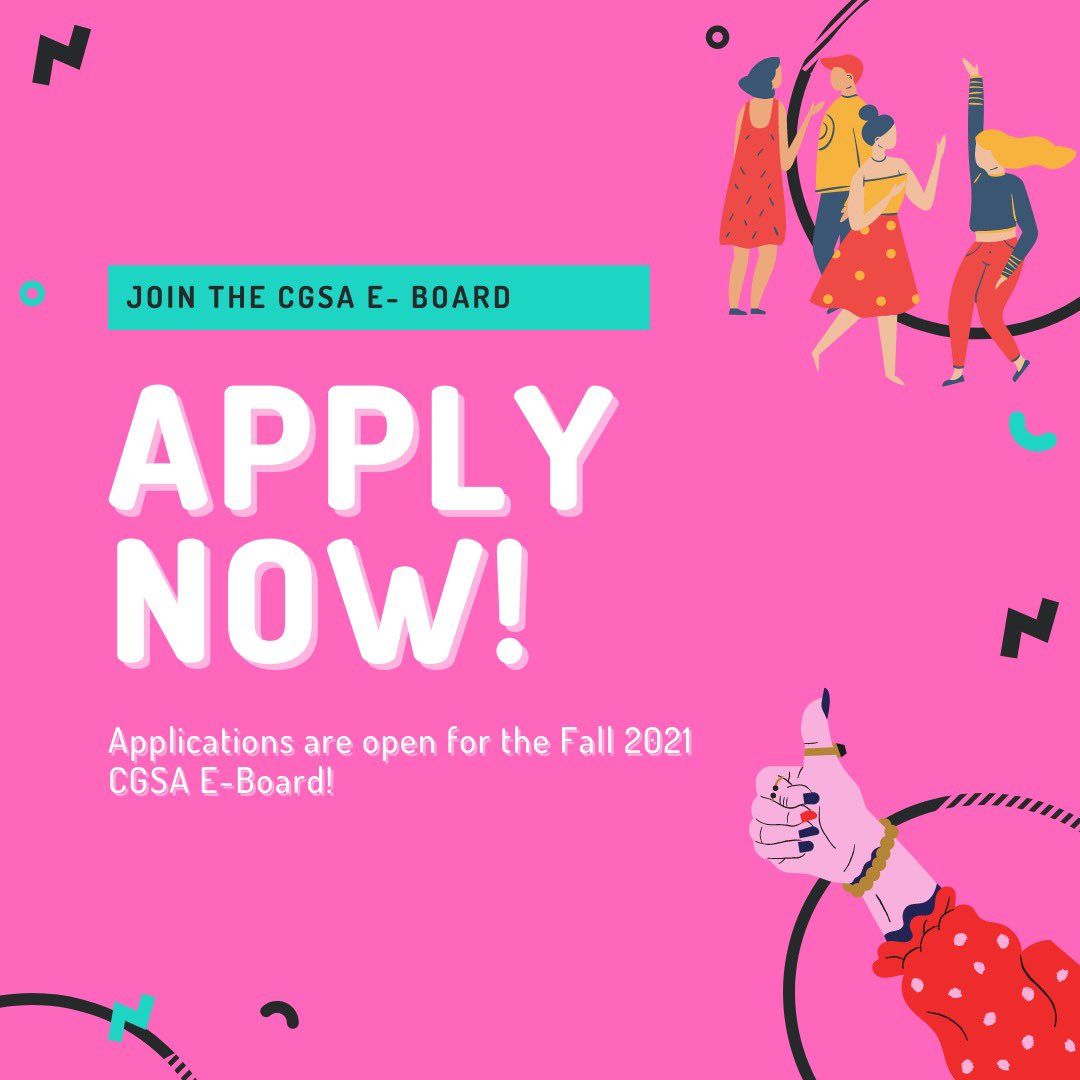 Hello all!! It’s application time for the CGSA E- Board’s coming Fall 2021 semester! You can find the applications for our various positions in the Linktree in our bio!! We look forward to meeting you all :)
