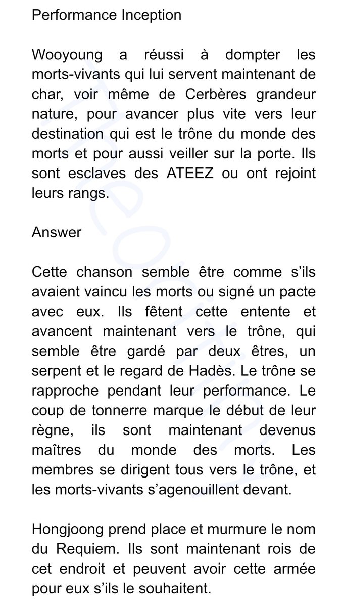 Description des performances: