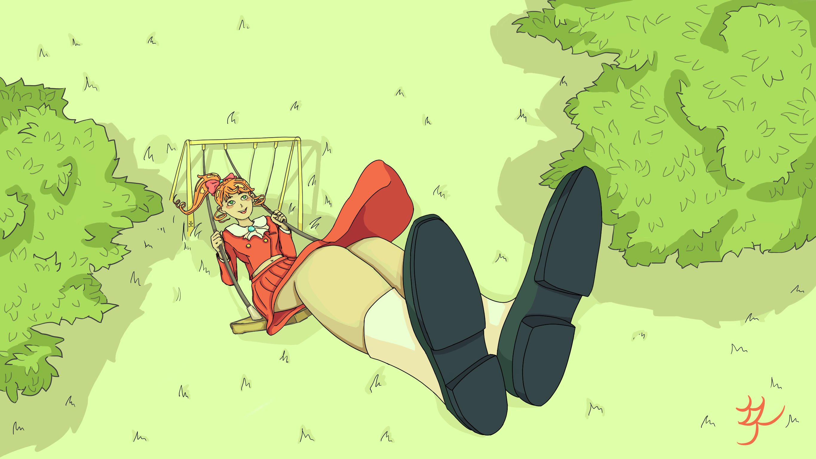 Kaizen Kitty Childhood Anime Karin From Super Pig Drawn In My Style Karin Karinkokubu Superpig Anime 90sanime Fanart Swings Playground Trees Park Childhood Childhoodmemories Tondeburin Tondebuurin Tondeboorin と