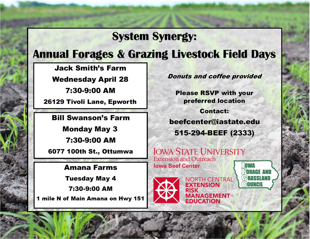Alternative Forages for Cattle Is the Focus of Field Days
check out the details at
extension.iastate.edu/news/alternati…