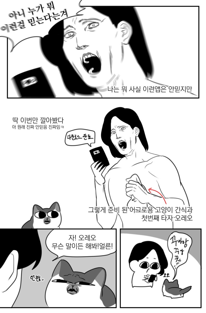 0re0hunter's tweet photo. 고양이 말 해석앱 써봤음(1/2) https://t.co/QFyhcFR6WS