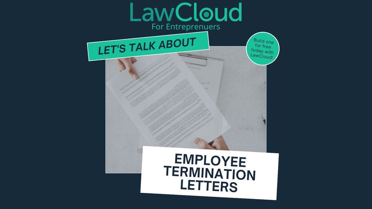 lawcloudco's tweet image. Let’s face it, termination is never fun, but the best way to ensure everything goes smoothly is with an employee termination letter. LawCloud makes it a little easier with a free and easy solution. Read more here: tinyurl.com/y8ysn2xc

#lawcloud #entreprenuer #smallbiz