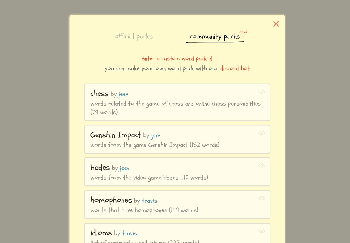draw battle just got a whole lot more exciting - check out our new community word packs! 🙋‍♀️🙆💁‍♂️